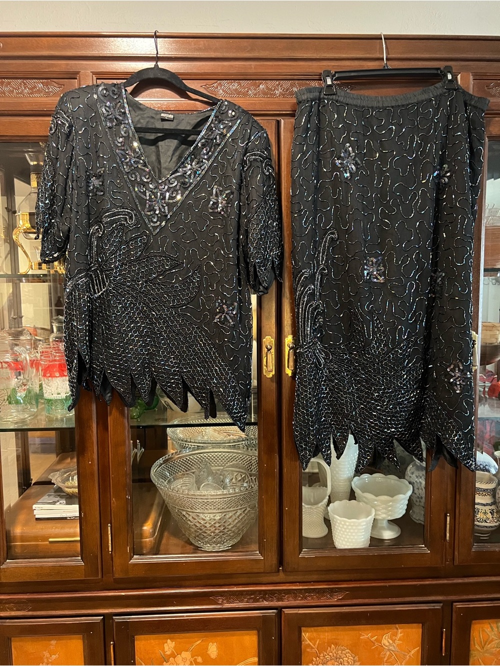 Vintage Silk Beaded blouse and skirt set